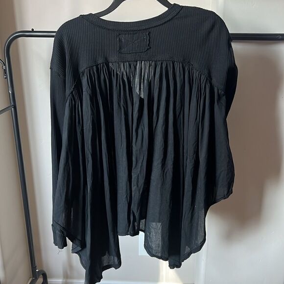 Free People Black Button Top XS - Picture 2 of 3